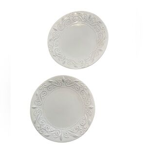 White by Sweet Ceramic La Ceramico D'Italia Embossed Make in Italy Dinner Plates